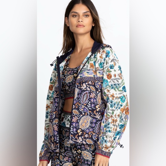 Johnny Was Active Betzy Floral Paisley Hooded Windbreaker, sz L - Picture 2 of 11